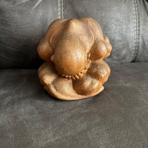 Vintage Wooden Hand-Carved Sitting Weeping Buddha - Picture 1 of 7